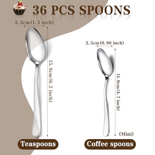 36Pcs Coffee Spoons (36 Pcs 4.7'' Silver Coffee Spoons)