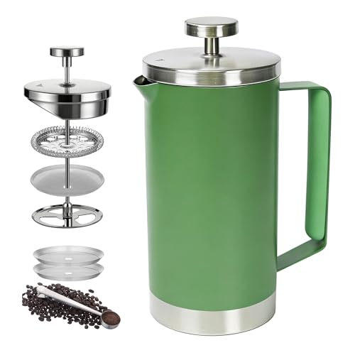 Green 600ml French Press Coffee Maker (20 oz / Green)