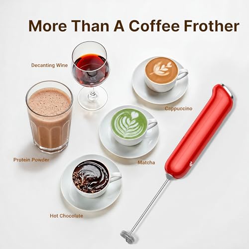 InstaWhisk Milk Frother with Variable Speed (Red / Rechargeable)