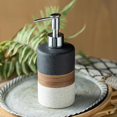 Ceramic Dish Soap Dispenser for Kitchen (Black and White / 1xSoap Dispenser)