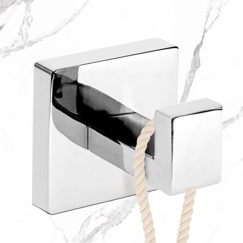 4 Pack Towel Hooks Hand Towel Holder Robe Hanger Polished Chrome (Square / Polished Chrome)
