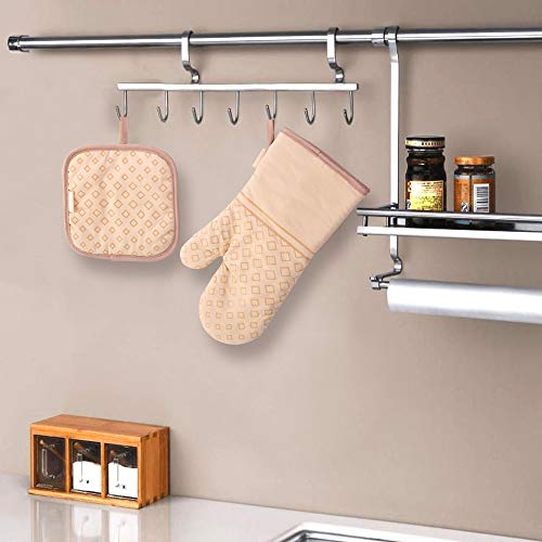 Set of 4 Oven Mitts and Pot Holders (Beige)
