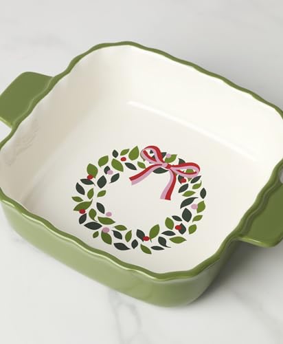Evergreen Square Scallop Christmas Baking Dish (Square Scallop Baking Dish)