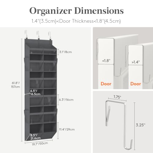 1 Pack Over the Door Organizer 12 Section Hanging Storage Dark Gray (Dark Gray / 12 section)