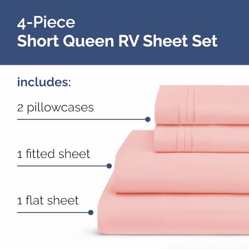 Short Queen Size 4 Piece Bed Sheet Set (31 - Baby Pink / Short Queen)