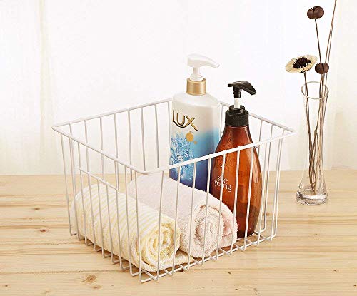 Freezer Baskets Freezer Wire Storage Basket (White / 11.8"L x 11.8"W x 7"H)