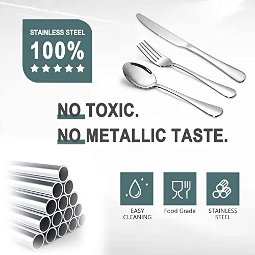 20 Pcs Silverware Set with 10 Dinner Knives and 10 Dinner Forks (9.1''10Knives+8.3''10Forks)