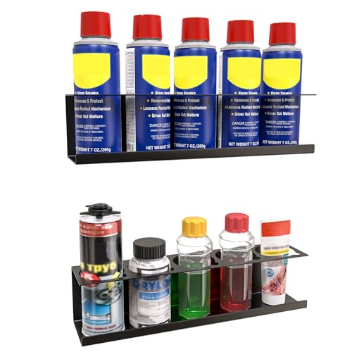 2 Pack Wall Mounted Aerosol Spray Can Holder Storage Rack (Black / 2 Pack)