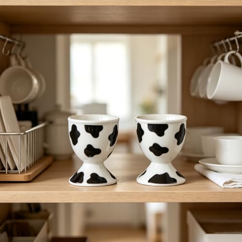 Ceramic Egg Cups (Cow Print)