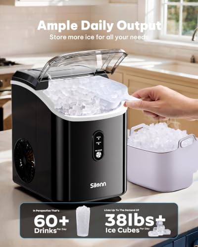 Nugget Ice Makers Countertop (Glossy Black Pro / 33 lbs)