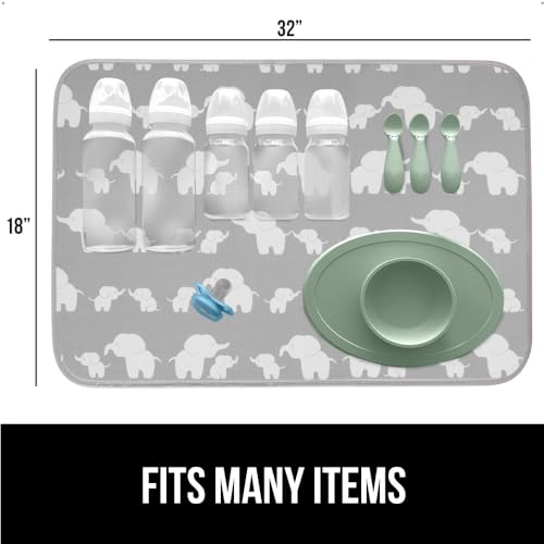 Ultra Absorbent Microfiber Dish Drying Mat (18" x 32" / Microfiber / Elephants)