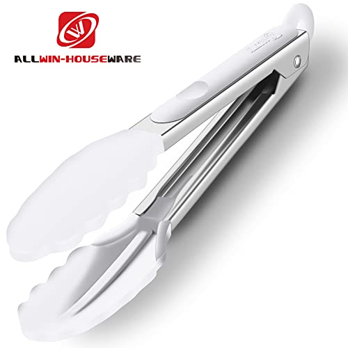 2 Pack Silicone Kitchen Tongs (Light Grey)