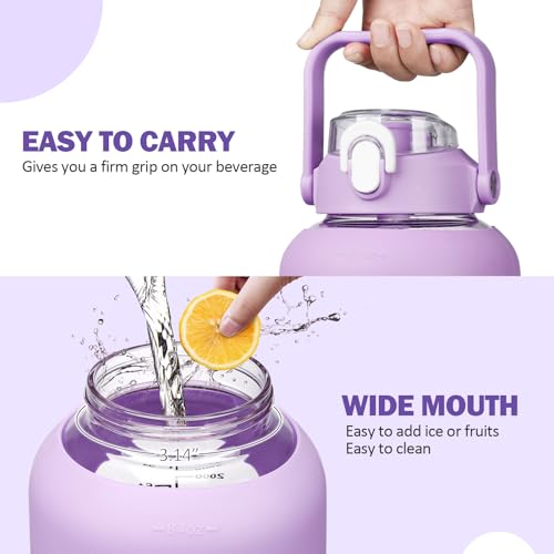 84oz Glass Water Bottle with Straw (Purple / 84 Ounces)