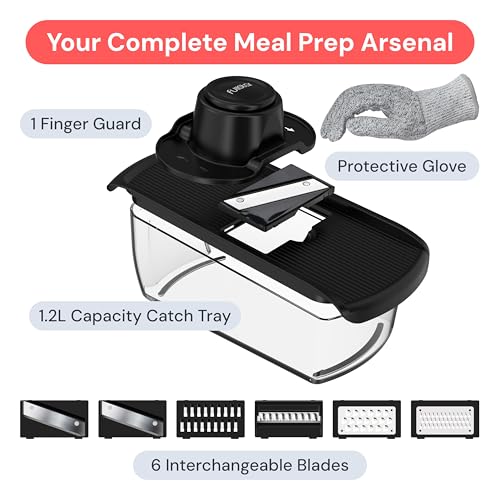 Pro Mandoline Vegetable Slicer & Grater with Container (6 in 1 / Black)