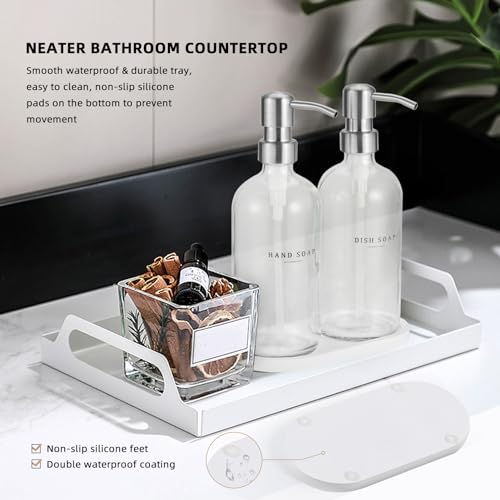 Glass Soap Dispenser (Clear Bottle/Brushed Silver Pump + Tray + Funnel)