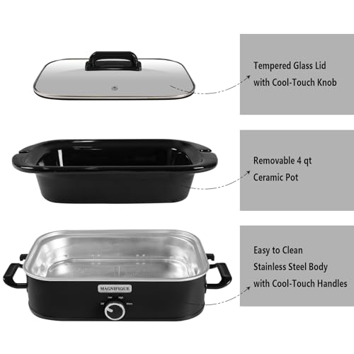 4 Quart Slow Cooker with Casserole Manual Warm Setting