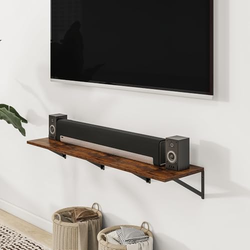 16W x 12D Deep Floating Shelves Set of 3 Rustic Brown (Rustic Brown With Black Metal Bracket / 16wx12dx5.8h)