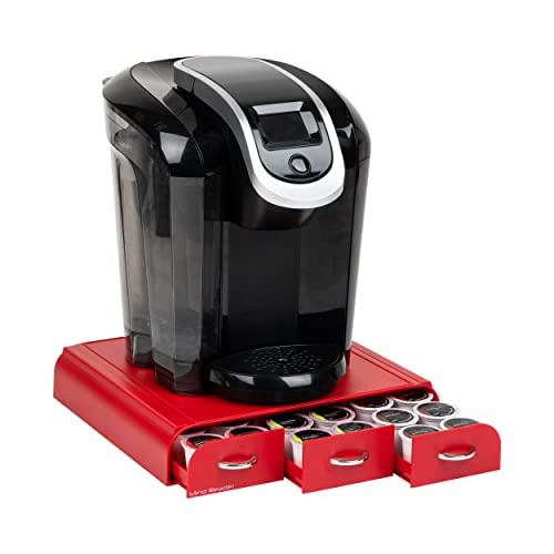 Single Serve Coffee Pod Organizer with 3 Drawers (36 Capacity / Red)