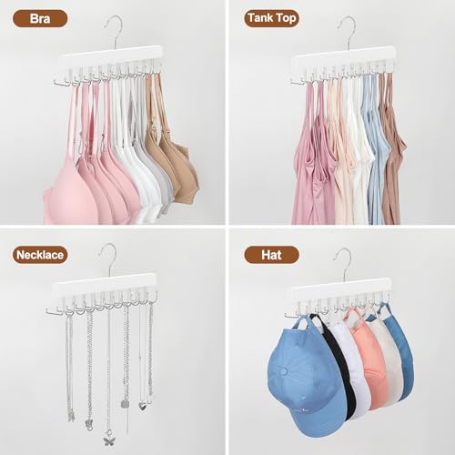 2 Pack 2 in 1 Belt Tie Hanger for Closet Max 60 Belts with 60 Ties Capacity (White-2 Pack)
