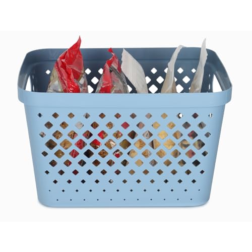 Plastic Storage Basket Set (Marina Blue / 4 Gallon)