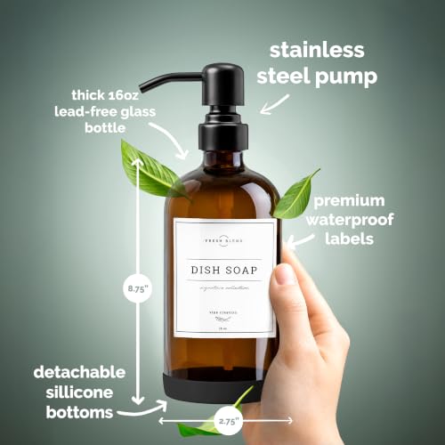 Amber Glass Soap Dispenser (Amber Bottle / Matte Black Pump)