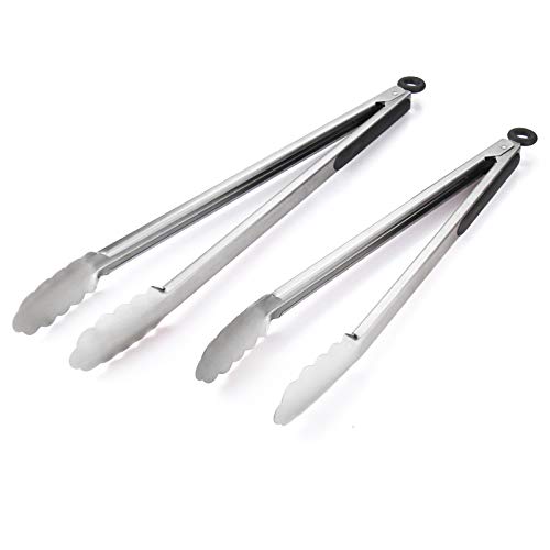 304 Stainless Steel Kitchen Cooking Tongs (14" & 16" / Black)