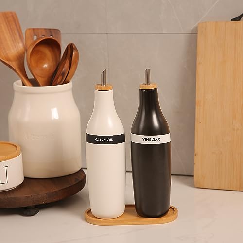 Olive Oil and Vinegar Dispenser Set (Black White&Tary)