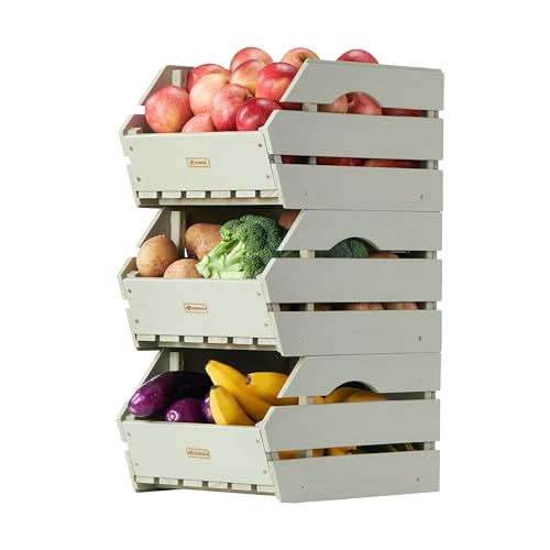 Wood Potato Onion Storage Bins (Pebble Gray)