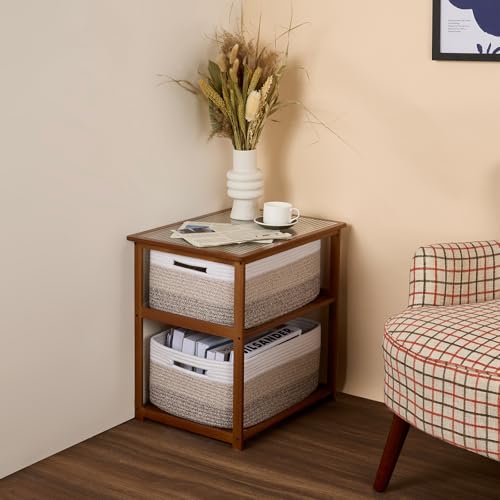 Large Storage Baskets for Organizing (4pcs-L17×W13×H7.5" / Gradient Brown)