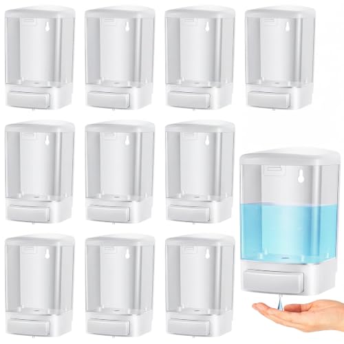 10 Pcs Wall Mounted Soap Dispenser (White / 33.8 oz 1000 ml)