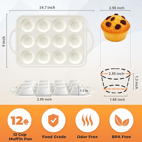 2Pack Silicone Muffin Pan For Baking With Metal Reinforced Frame
