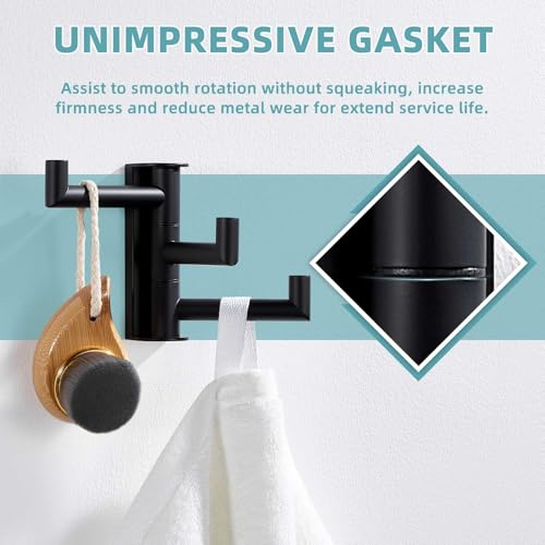 Swivel Towel Hook with 3 Arms (1 Pack / Matte Black)