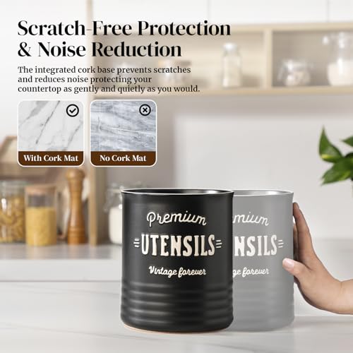 7.2" Large Ceramic Utensil Holder for Kitchen Counter (7.2 Inch / Matte Black)