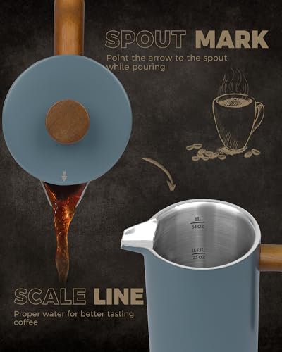 POLIVIAR French Press Coffee Maker (Blue)