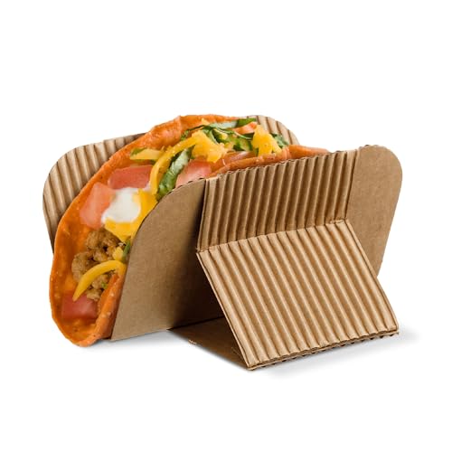 Disposable Kraft Paper Taco Holder Stand Food Tray Plates for Tacos & Pita