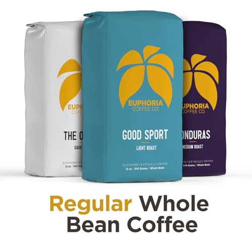 EUPHORIA COFFEE CO. Whole Bean Variety Pack with Good Sport Light Roast (12 Ounce (Pack of 3))