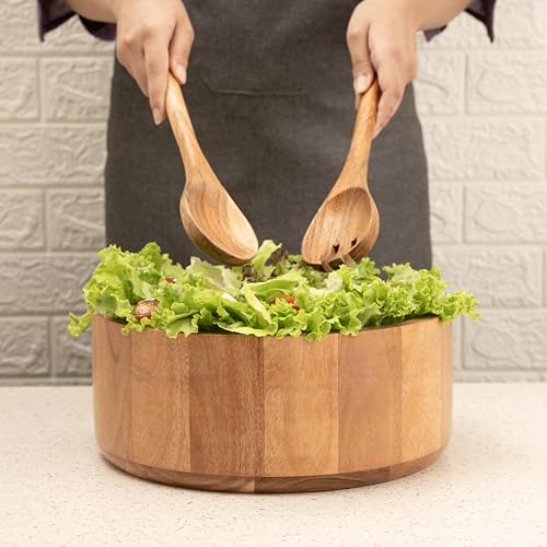 Wooden Salad Bowl Set with Serving Utensils Eco