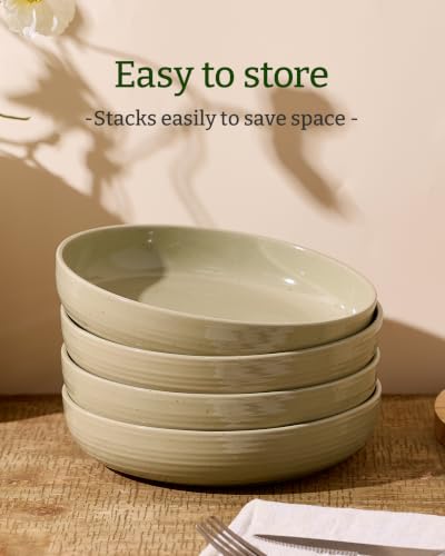 Milkyway 33 oz Pasta Bowls Set of 8 (Light Cream Green / Set of 8)