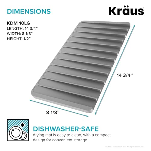 Self Draining Silicone Dish Drying Mat or Trivet for Kitchen Counter in Light Grey (Drying Mat / Light Grey)