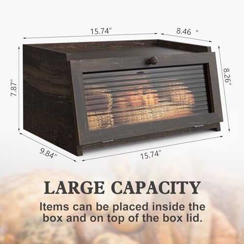 Bread Box for Kitchen Countertop (Weathered Charcoal / 1‑tier)