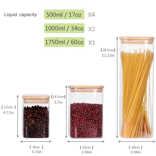 Glass Storage Canister with Wooden Lid (Square -7Pack)