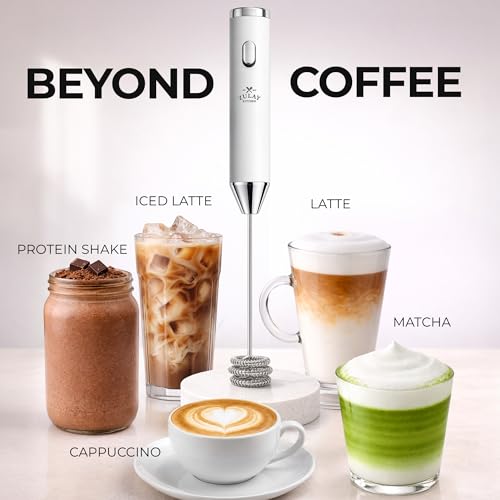 Rechargeable Milk Frother Handheld (Freezing White / Rechargeable Z1 Motor Max)