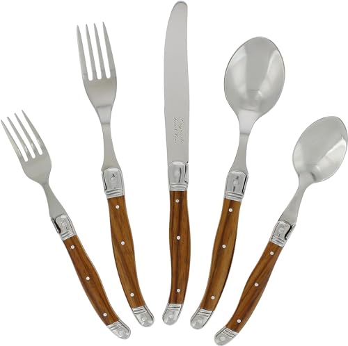 Laguiole 20 Piece Stainless Steel Flatware Set (Wood Grain)