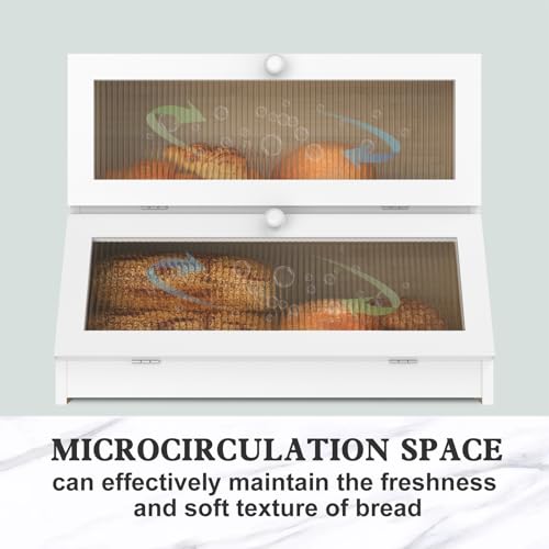 Bread Box for Kitchen Countertop (White-2 / 2‑tier)