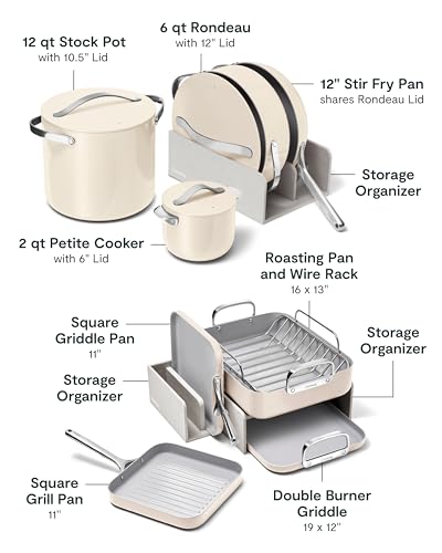 31-Piece Non-Stick Ceramic Cookware Bundle (Cream / 31pc Set)