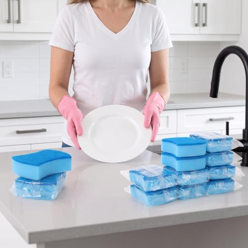 50 Pcs Individually Wrapped Sponges Uncompressed Blue (Blue)