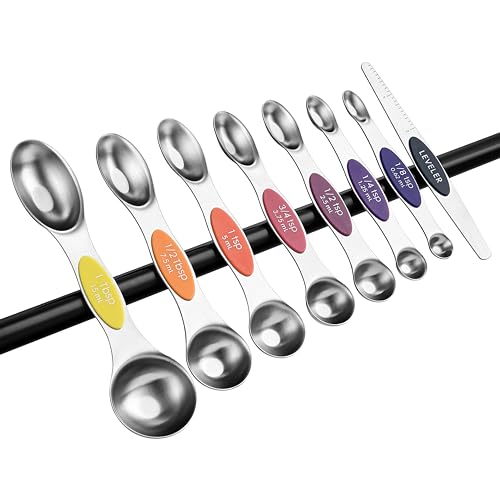 Stainless Steel 8 Magnetic Measuring Spoons (Mountain Sunrise / 1-Pack)
