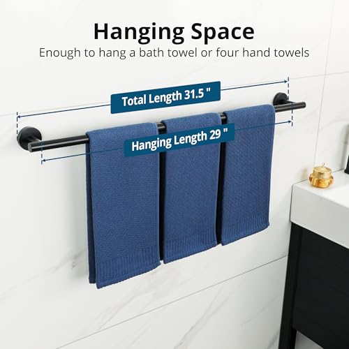 Towel Racks for Bathroom 29 Inch (Matte Black / 31.5" (29" Hanging Length))