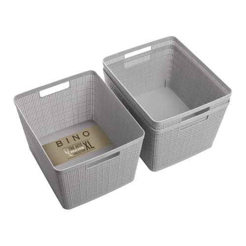 Woven Plastic Basket (Natural Grey / 3PK- L)