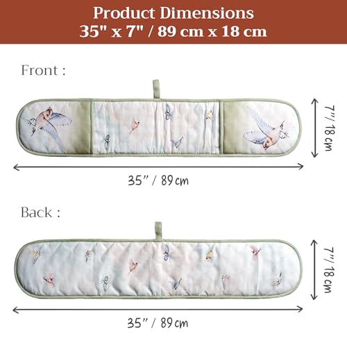 Double Oven Mitts 100% Cotton Double Oven Glove (070 - Flying Birds / 7" x 35" (Double Oven Mitt))